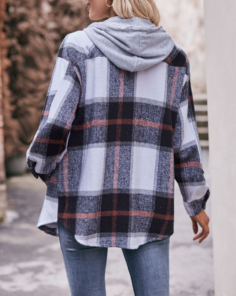 Hooded plaid jacket
