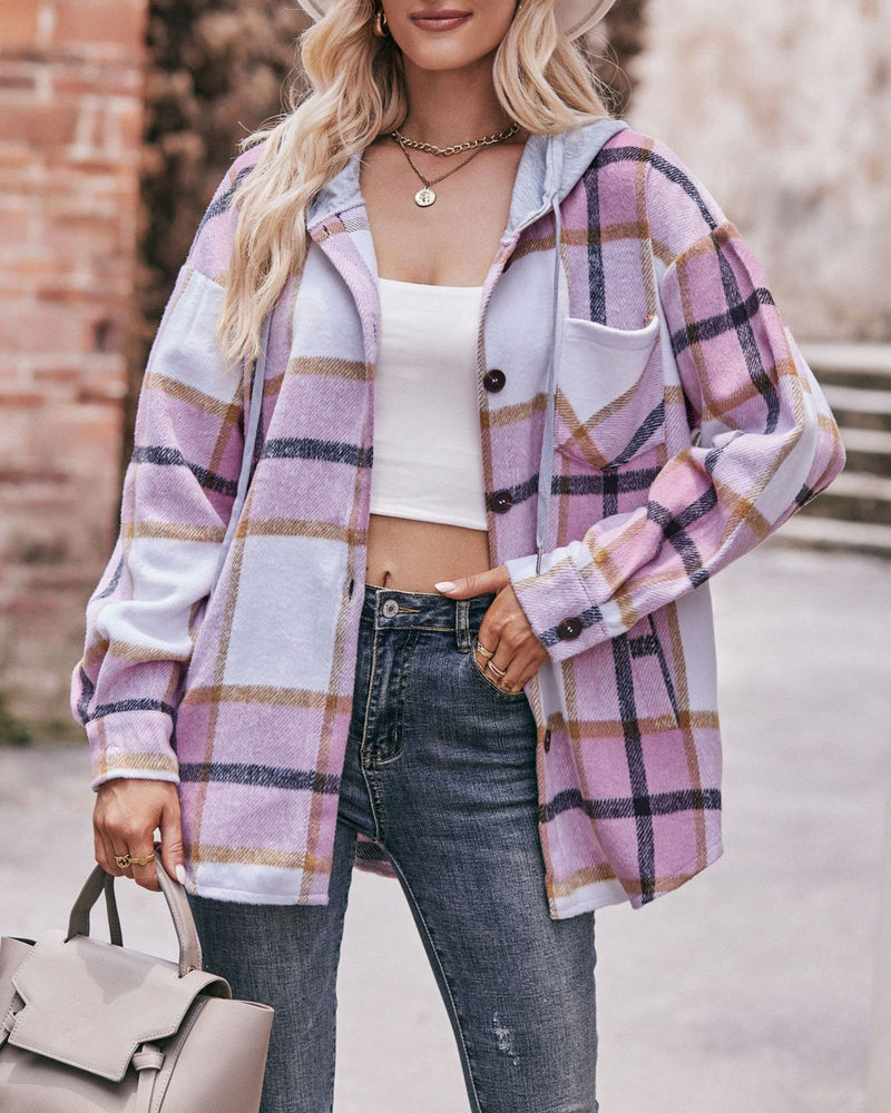 Hooded plaid jacket