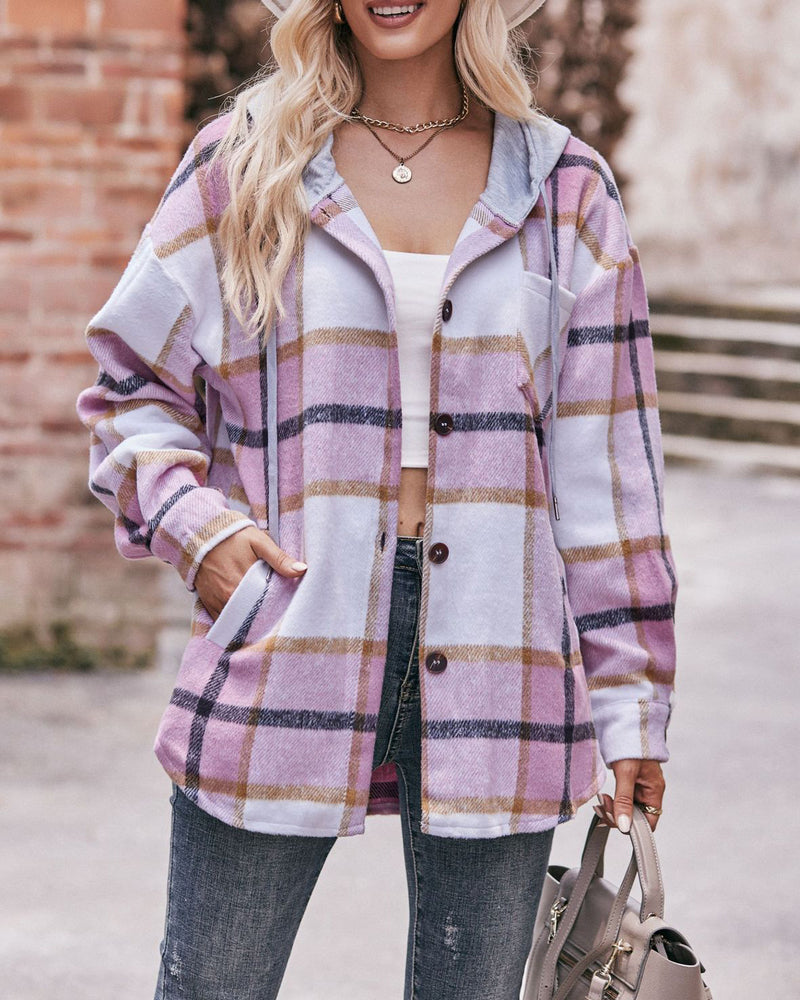 Hooded plaid jacket