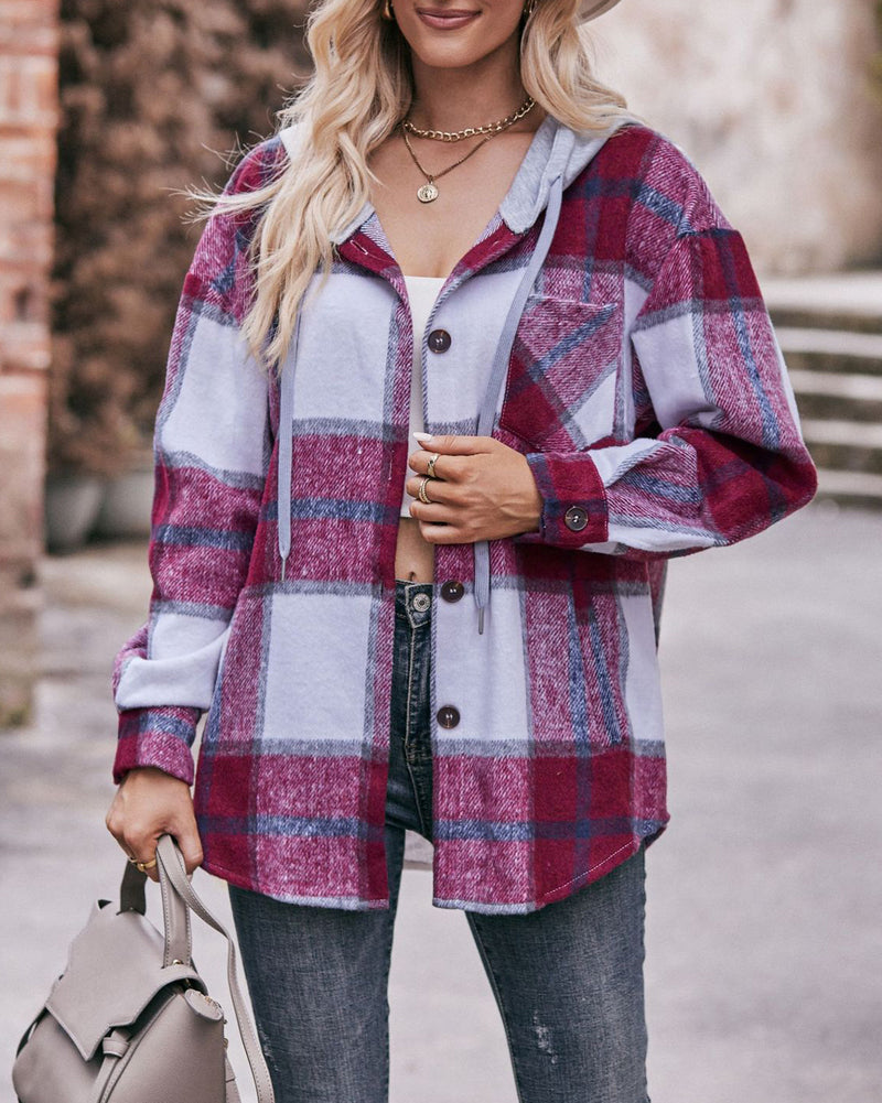 Hooded plaid jacket