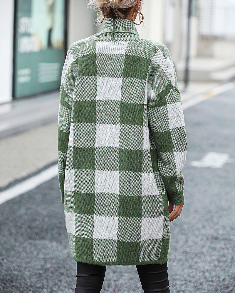 Green plaid cardigan