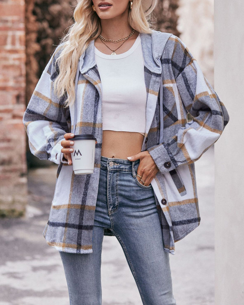 Hooded plaid jacket