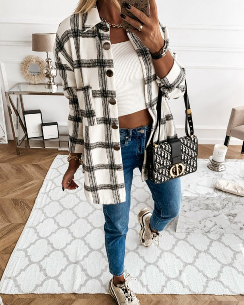beige plaid shacket