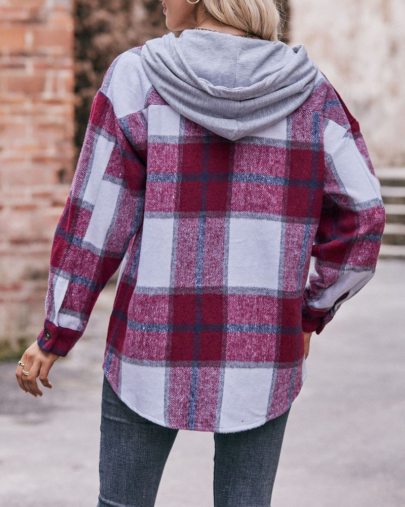 Hooded plaid jacket