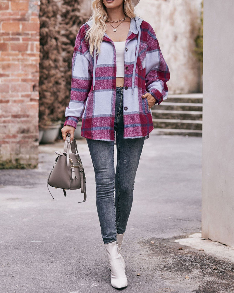 Hooded plaid jacket