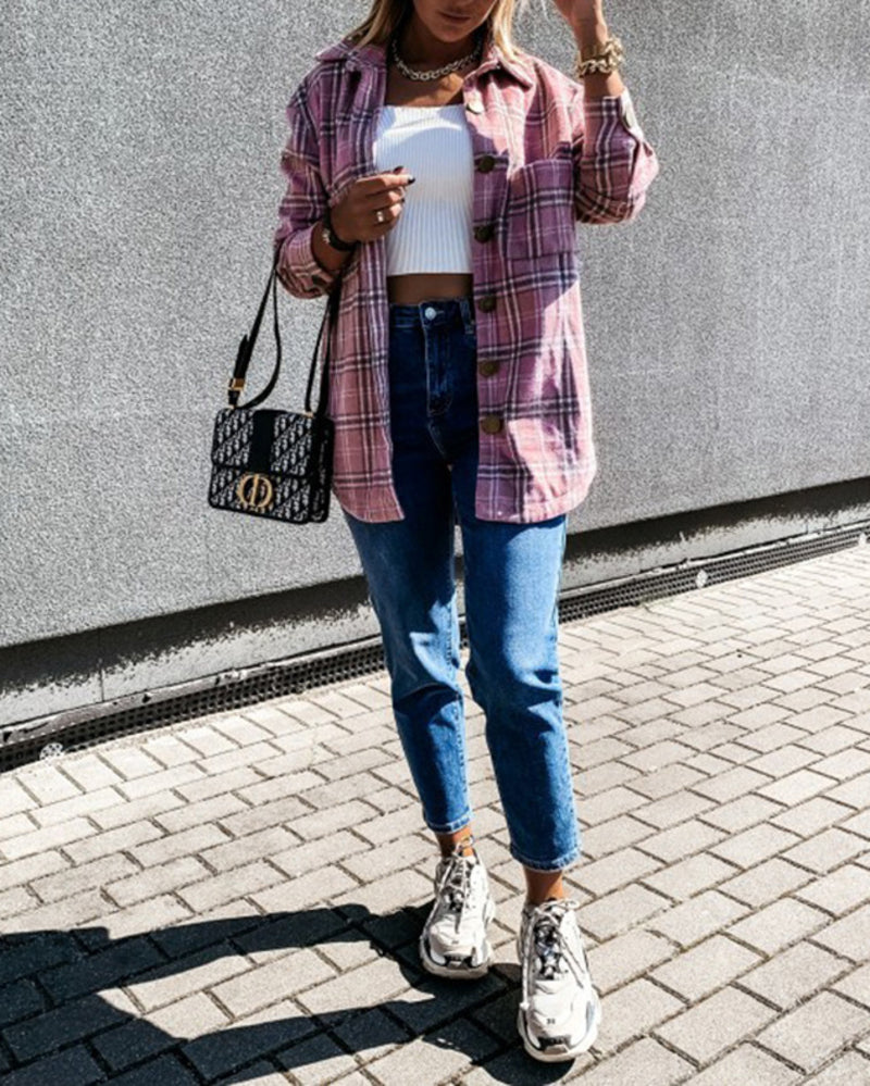 beige plaid shacket
