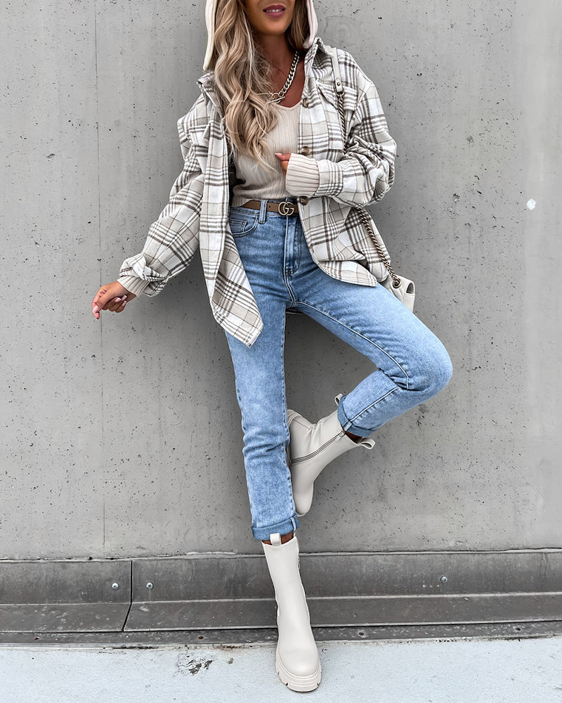 Oversized plaid shacket