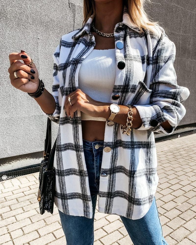 beige plaid shacket