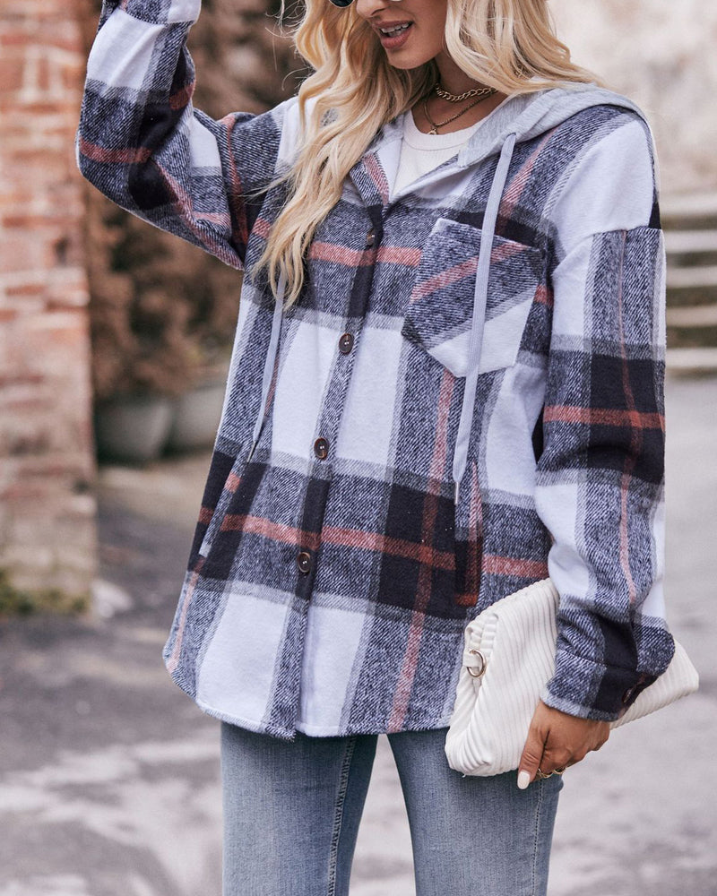 Hooded plaid jacket