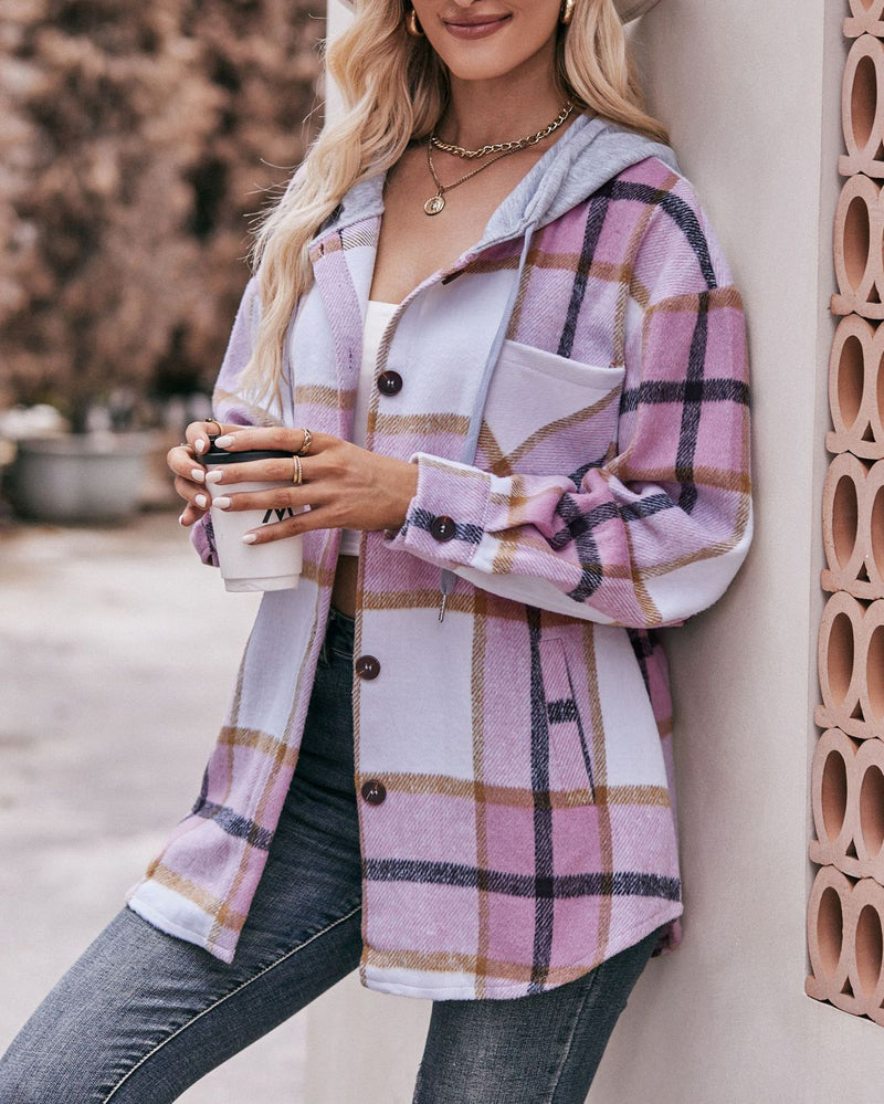 Hooded plaid jacket