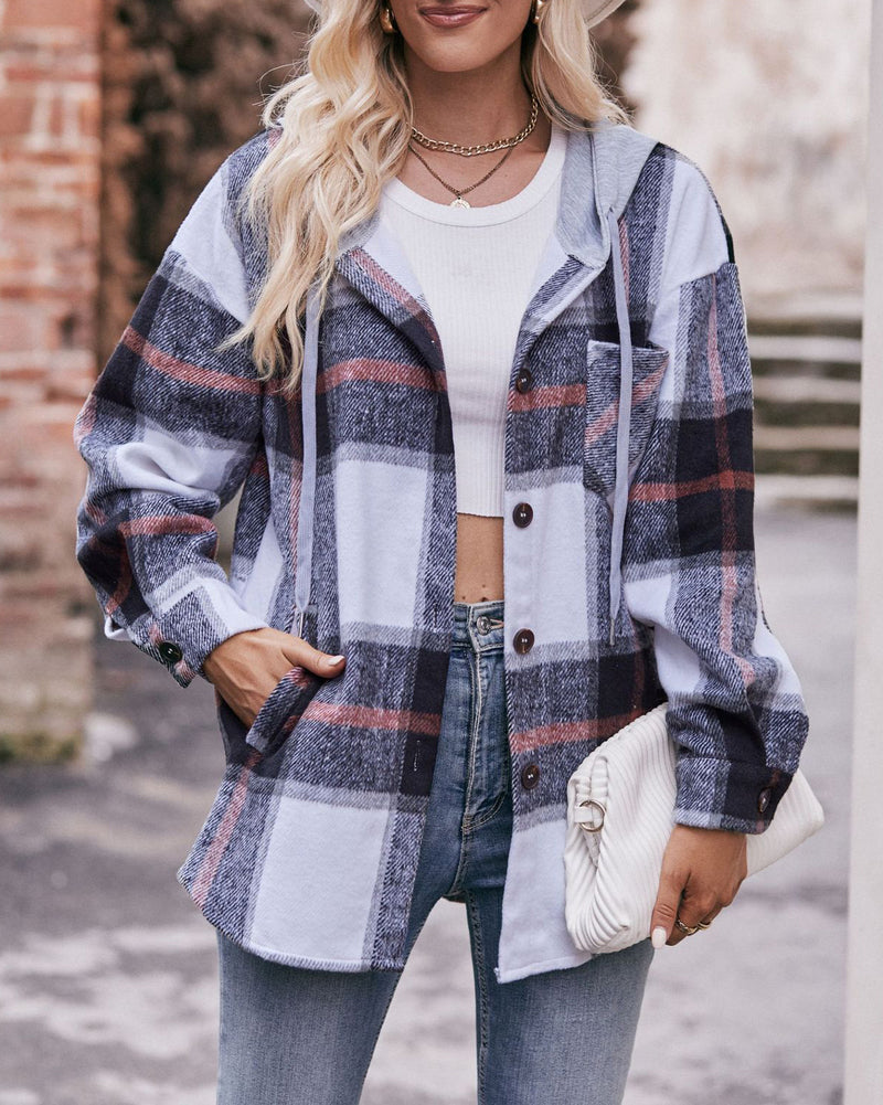 Hooded plaid jacket