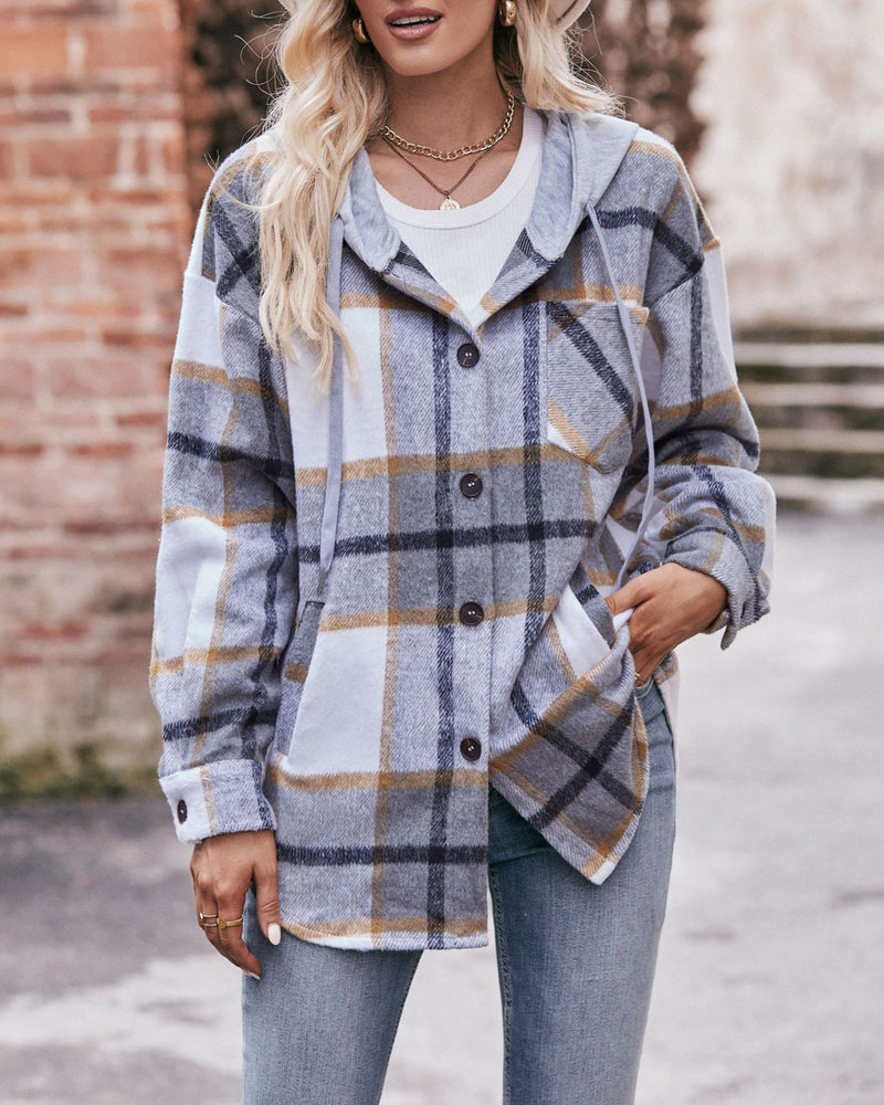 Hooded plaid jacket