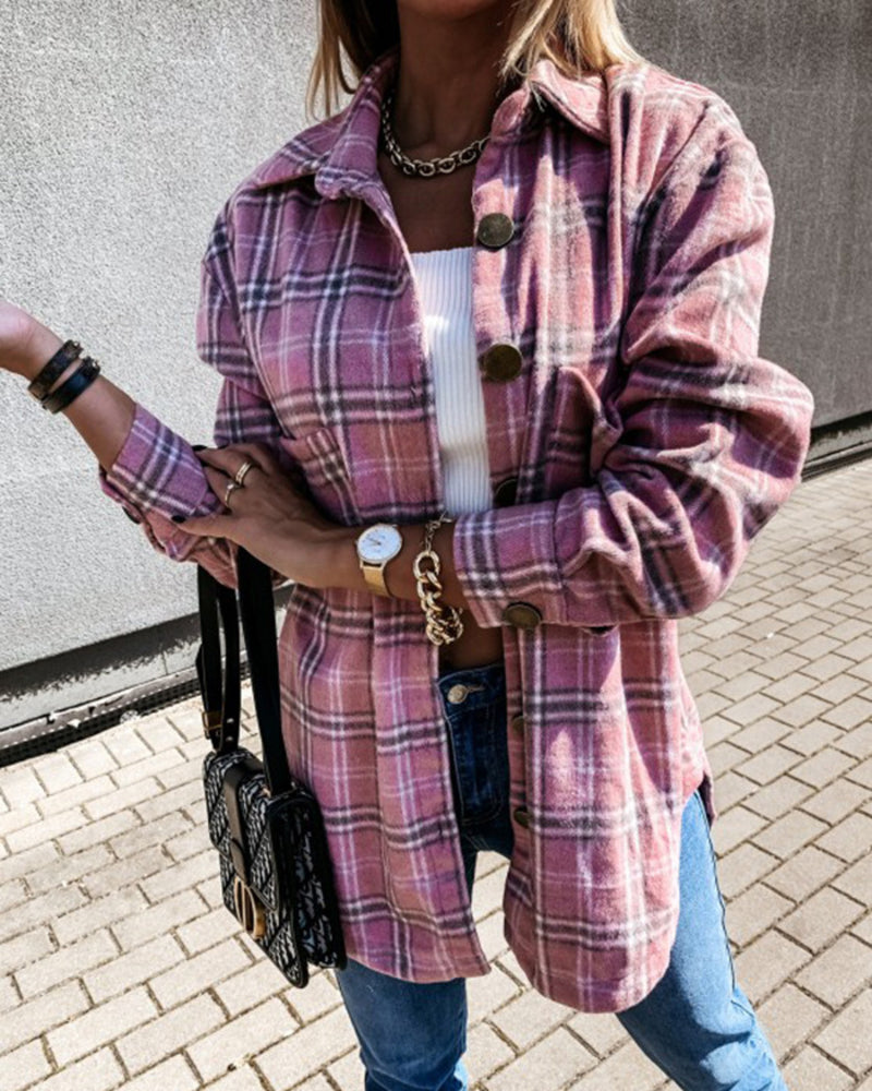 Beige plaid shacket