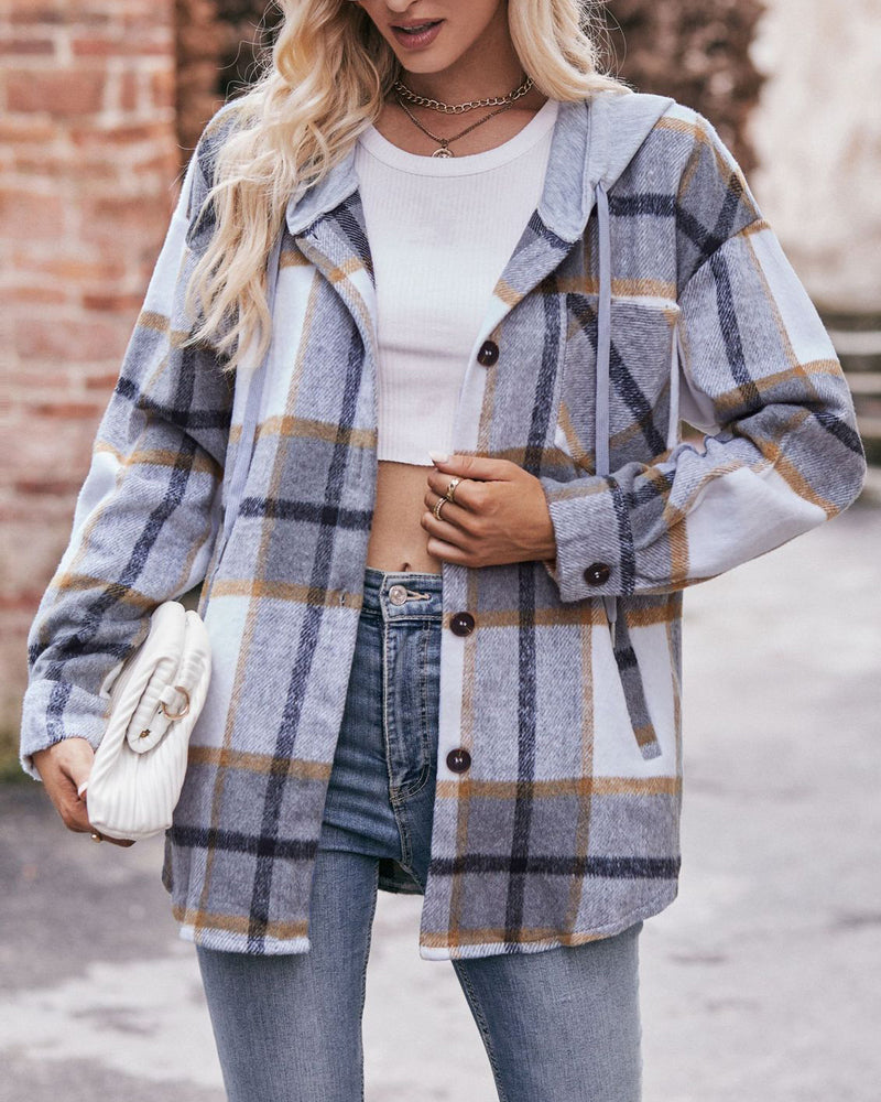 Hooded plaid jacket